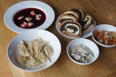 Flavours of Polish Christmas: 4 course dinner + cooking class - What you’ll eat: beetroot soup, dumplings, and poppy seed cake