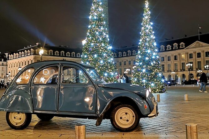 Private tour Paris Christmas lights tour 2 hours in Citroën 2CV - How the Route Gets You From Grand Squares to Eiffel Tower Sparkle