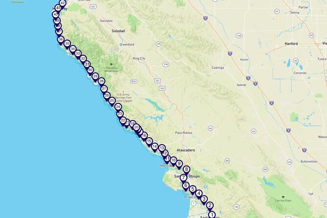 Smartphone Driving Tour between Santa Maria & Monterey 'Big Sur' - Group Size and Privacy: Small Group Feel Without the Tour-Guide Pressure